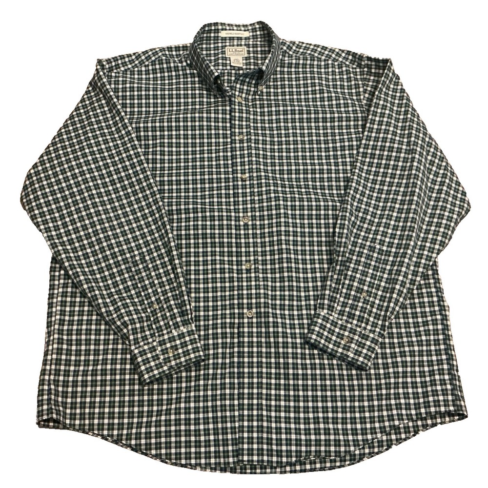 VINTAGE L.L. Bean Men's XL Reg Long Sleeve Plaid Button Down Shirt Cotton 0YP38